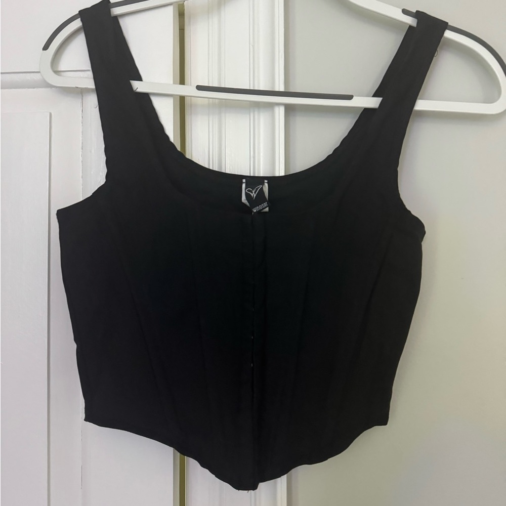 Windsor Black Fitted Crop Bustier Tank Top